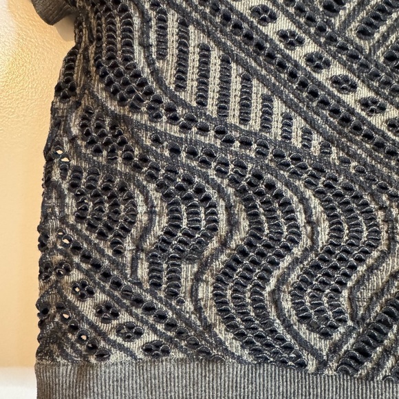 Bebe Black and Gray Off Shoulder Crochet Crop Top - Picture 5 of 8